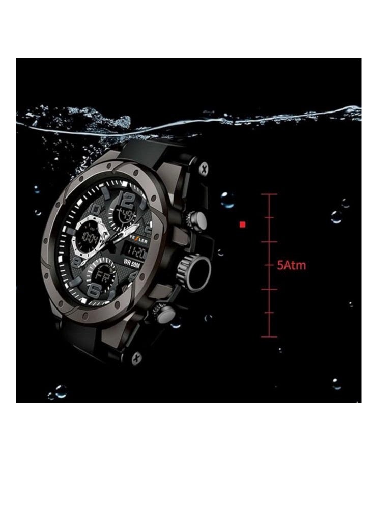 يزلر ساعة Yezler الرياضية الفاخرة للرجال – ساعة يد كوارتز مقاومة للماء 5ATM، مقاومة للصدمات، متينة وأنيقة، باللون الأسود - Image 3