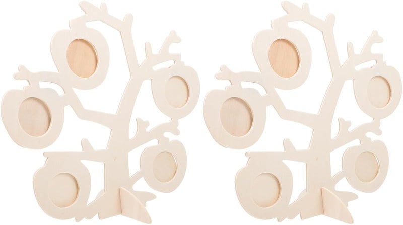 DIY Tree Photo Frame Set, 2 Sets Ultra-light Clay Decorative Picture Holders for Home Display, Handmade Artistic Photo Frame Adornments for Tabletop and Wall Use - Image 1