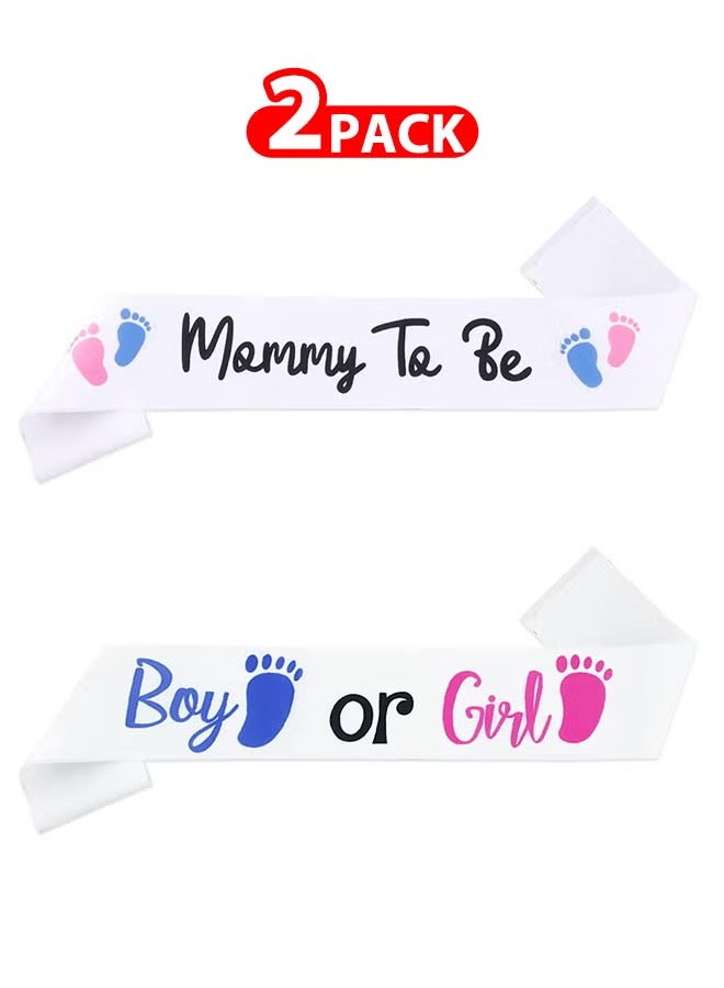 VITION 2 Packs Boy or Girl and Mommy to Be Sash Baby Shower Decorations Gender Reveal Baby Gender Show Party Favors Pregnancy Announcement - Image 1