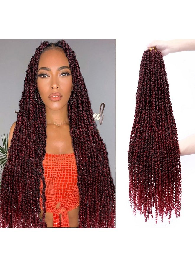 Flagship - 30 Inch Passion Twist Pretwisted Ombre Red Crochet Hair6Packs Bohemian Burgundy Long Passion Twists Braiding Hair Water Wave Pre Looped Passion Twists Braids For Black Women (Tbug30Inch6Packs) - Image 1