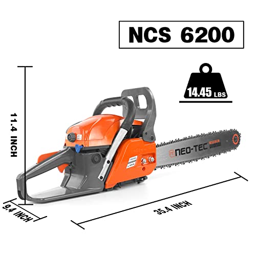 NEO-TEC 20 Inch Chainsaw, 62CC Power Chain Saws Gas Powered 2 Stroke Handed Petrol Gasoline Chain Saw for Cutting Wood Outdoor Garden - Image 4