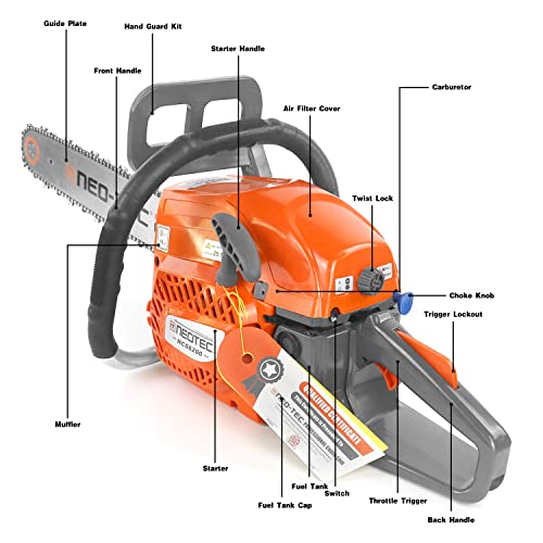 NEO-TEC 20 Inch Chainsaw, 62CC Power Chain Saws Gas Powered 2 Stroke Handed Petrol Gasoline Chain Saw for Cutting Wood Outdoor Garden - Image 5