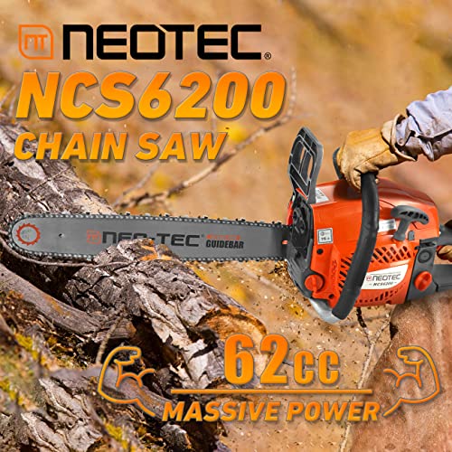 NEO-TEC 20 Inch Chainsaw, 62CC Power Chain Saws Gas Powered 2 Stroke Handed Petrol Gasoline Chain Saw for Cutting Wood Outdoor Garden - Image 3