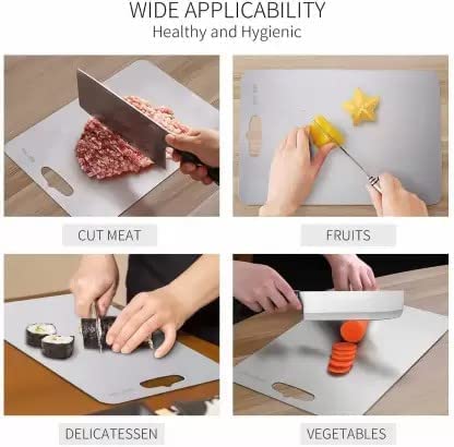 HEYOL Grade Stainless Steel Chopping Board for Kitchen SS Cutting Board for Vegetables Fruits Meat at Home Comes with Warranty Highly Durable Food Safe 35 X 24 Cm - Image 5
