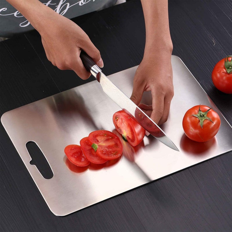 HEYOL Grade Stainless Steel Chopping Board for Kitchen SS Cutting Board for Vegetables Fruits Meat at Home Comes with Warranty Highly Durable Food Safe 35 X 24 Cm - Image 1