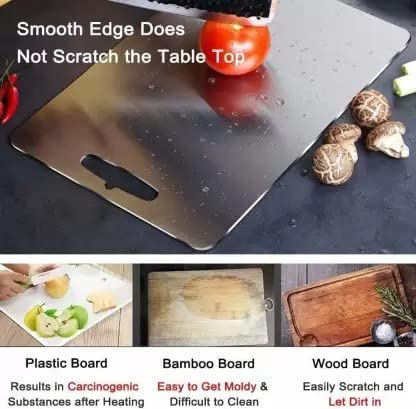 HEYOL Grade Stainless Steel Chopping Board for Kitchen SS Cutting Board for Vegetables Fruits Meat at Home Comes with Warranty Highly Durable Food Safe 35 X 24 Cm - Image 4