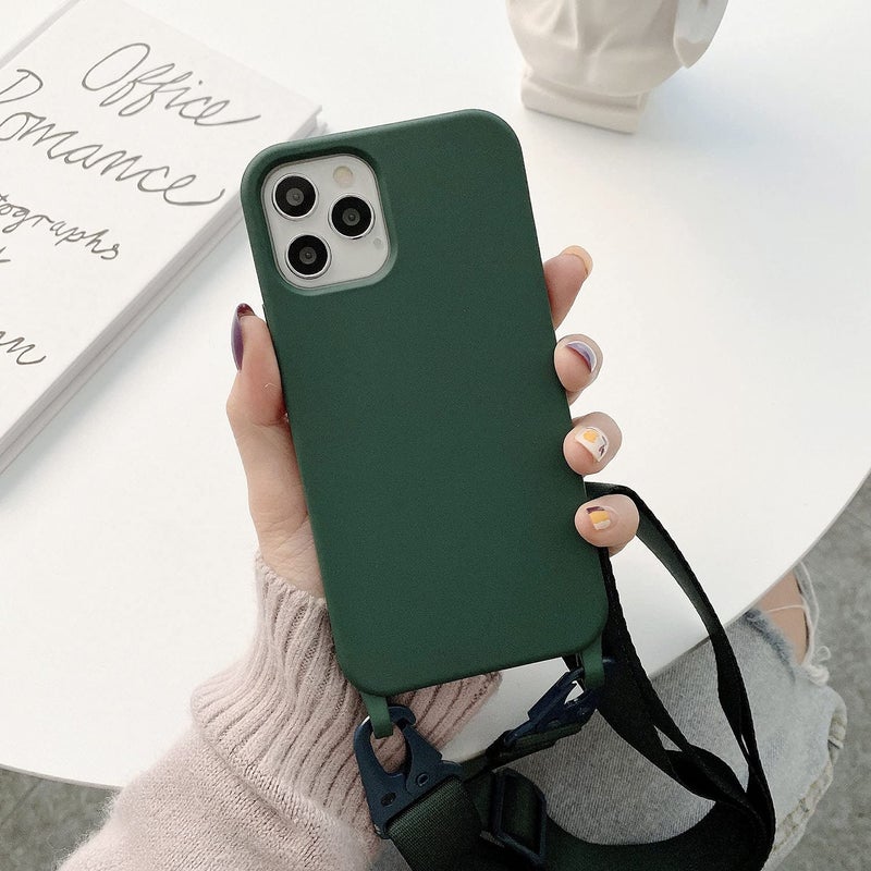 Compatible with iPhone 13 Mini,Crossbody Phone Case with Lanyard Cute Soft Silicone Case with Adjustable Shoulder Strap Shockproof Protector Compatible with Women Girls Black - Image 2