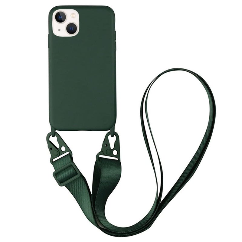 Compatible with iPhone 13 Mini,Crossbody Phone Case with Lanyard Cute Soft Silicone Case with Adjustable Shoulder Strap Shockproof Protector Compatible with Women Girls Black - Image 1