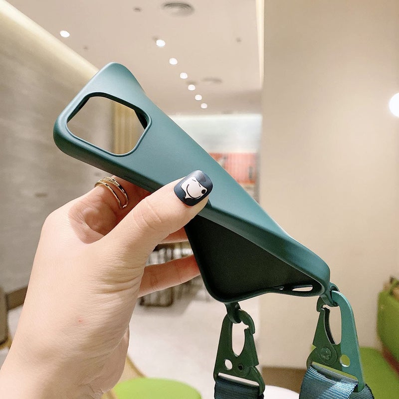Compatible with iPhone 13 Mini,Crossbody Phone Case with Lanyard Cute Soft Silicone Case with Adjustable Shoulder Strap Shockproof Protector Compatible with Women Girls Black - Image 3