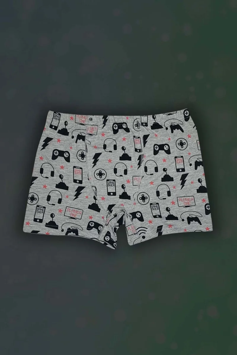 غري مور تكستل Gray Purple Textile 3-Piece Boy's Cotton Patterned Boxers