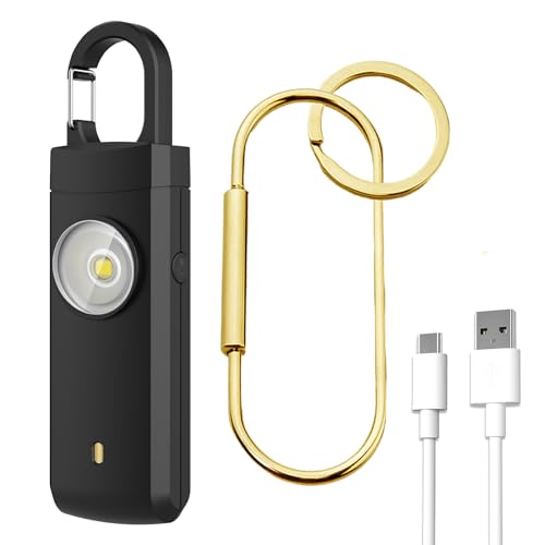 Gartmost Personal Safety Alarm, 130dB Rechargeable Self Defense Siren with LED Strobe Light, USB-C Emergency Keychain Alarm for Women Kids Elderly (Black) - Image 1