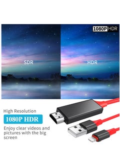 Generic 2m Lightning to HDMI Cable for iPhone/iPad/iPod - Apple MFi Certified 1080P Digital AV Adapter with USB Charging Port, Perfect for TV & Projector  - Image 3