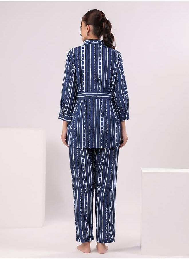 sanskrutihomes - Women Striped Printed Cotton Night suit by Styli - Image 1