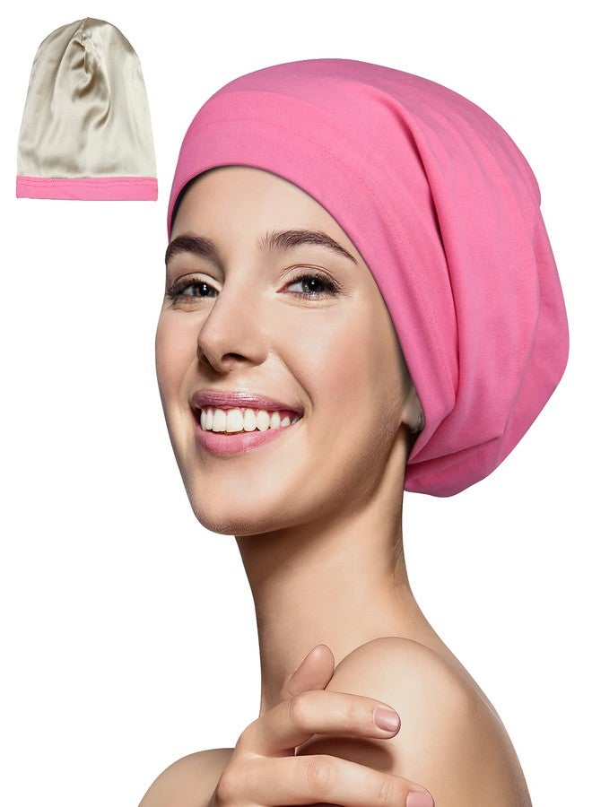 Winitas Slap Cap for Women 100 Silk Satin Night Hair Sleeping Adjustable Cotton Peach - Image 1