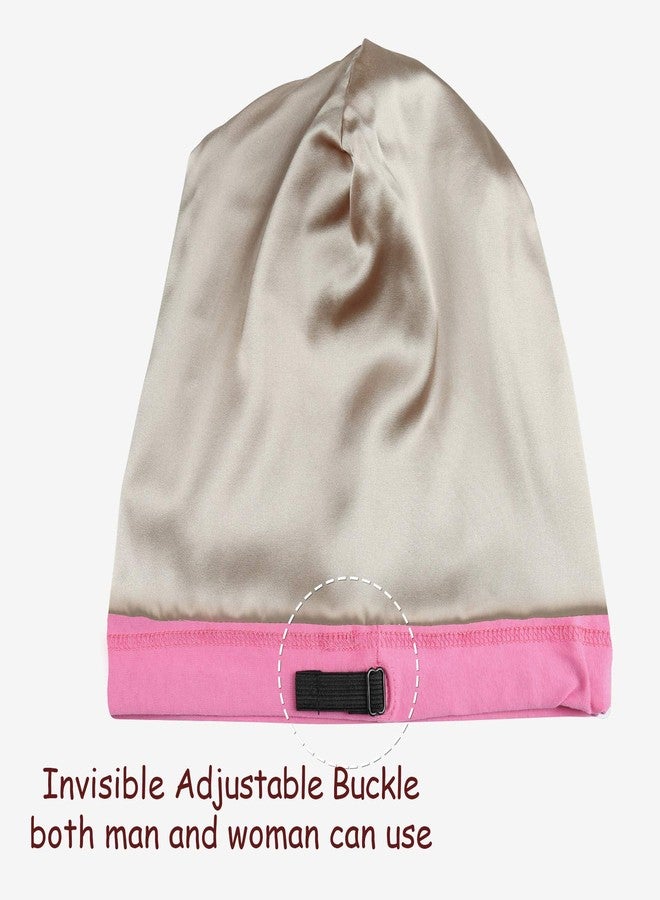 Winitas Slap Cap for Women 100 Silk Satin Night Hair Sleeping Adjustable Cotton Peach - Image 2