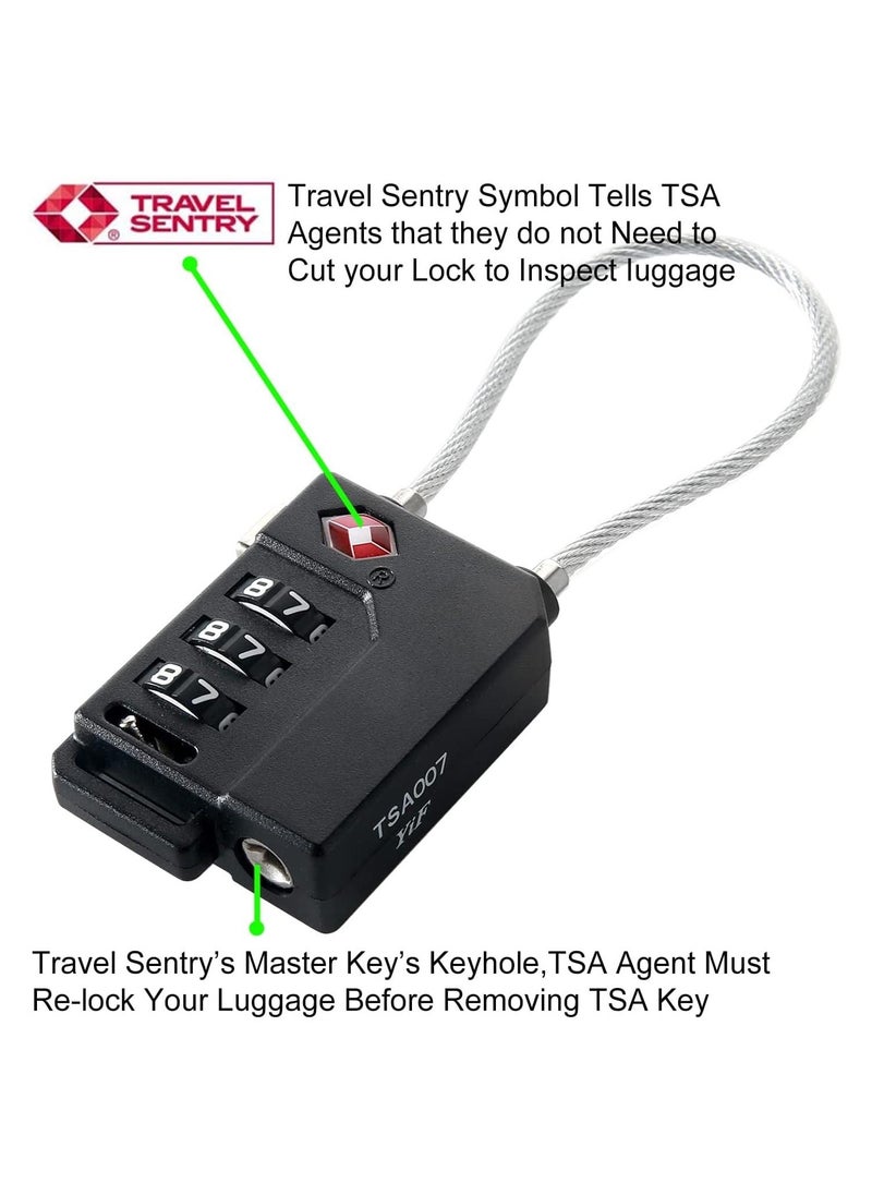 Generic - 2 Pack Luggage Padlocks TSA Approved Combination Locks with Code Mini Luggage Padlock Flexible Cable Travel Suitcase Small Gym Locker Padlock with 3 Digit Combination Black - Image 1