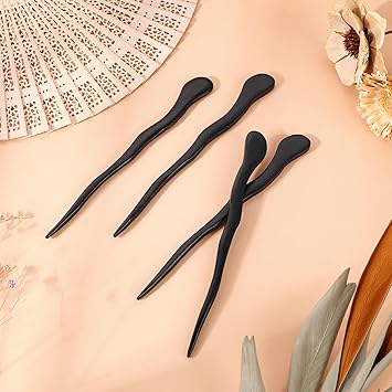 Hariendny 4 PCS Wooden Hair Sticks Pins Hair Clips Holder Bamboo Shape Elegant Women Daily Users Unisex 1 Count Pack of 4 4 Count Womens Hair Accessories - Image 5