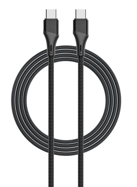 كابل LDNIO  USB-C TO USB-C 100W بطول 2 متر كابل شحن فائق السرعة للبيانات، شحن ومزامنة متوافق مع الإصدارات السابقة 65 واط/45 واط/30 واط/20 واط-اسود