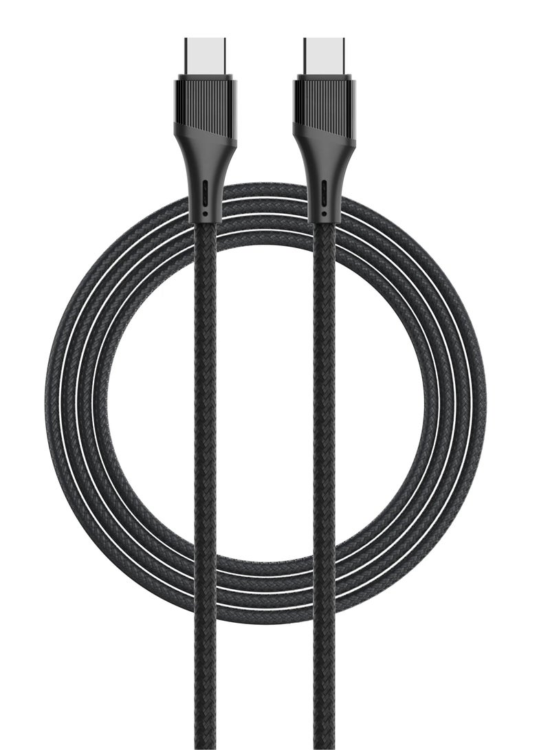 لدنيو كابل LDNIO  USB-C TO USB-C 100W بطول 2 متر كابل شحن فائق السرعة للبيانات، شحن ومزامنة متوافق مع الإصدارات السابقة 65 واط/45 واط/30 واط/20 واط-اسود - Image 1