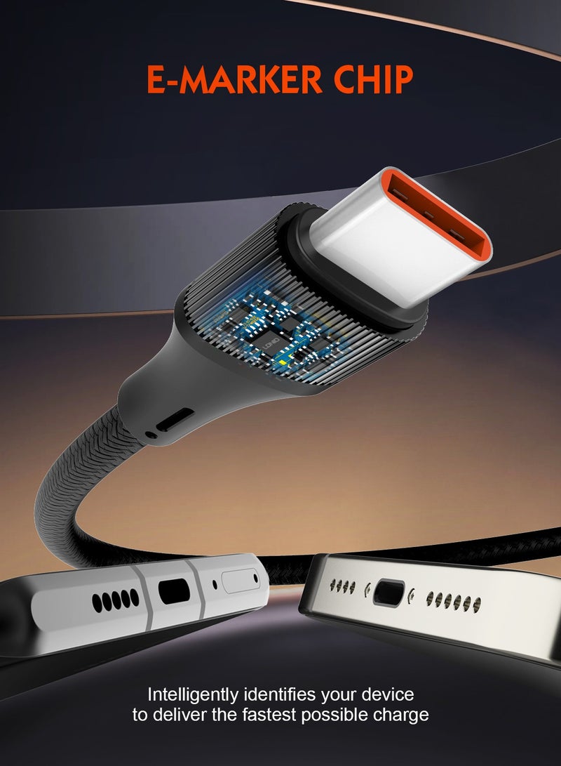 لدنيو كابل LDNIO  USB-C TO USB-C 100W بطول 2 متر كابل شحن فائق السرعة للبيانات، شحن ومزامنة متوافق مع الإصدارات السابقة 65 واط/45 واط/30 واط/20 واط-اسود - Image 4