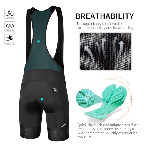 Santic شورتات دراجات سانيتيك للرجال مع حشوة 4D قابلة للتنفس للدراجات الهوائية باللون الأسود - Image 2