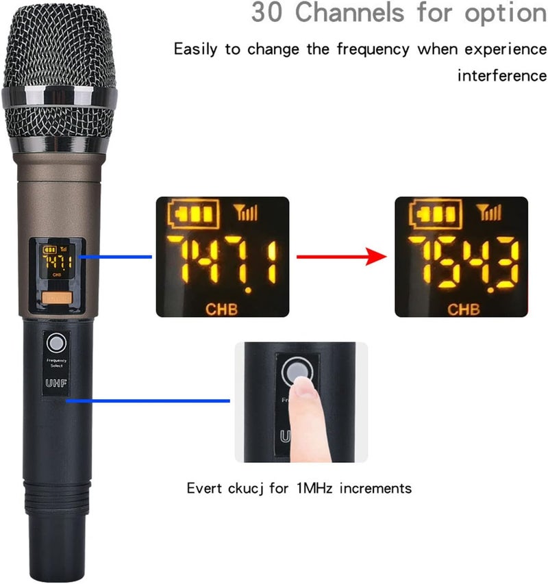 Professional Audio Mixer, 4 Channel Small Bluetooth Stereo Mixer with 2 Wireless Microphones Family Stereo Processor for Home Karaoke Party Computer Studio Recording - Image 5