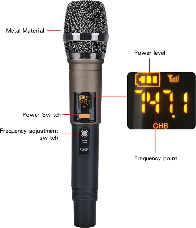 Professional Audio Mixer, 4 Channel Small Bluetooth Stereo Mixer with 2 Wireless Microphones Family Stereo Processor for Home Karaoke Party Computer Studio Recording - Image 3