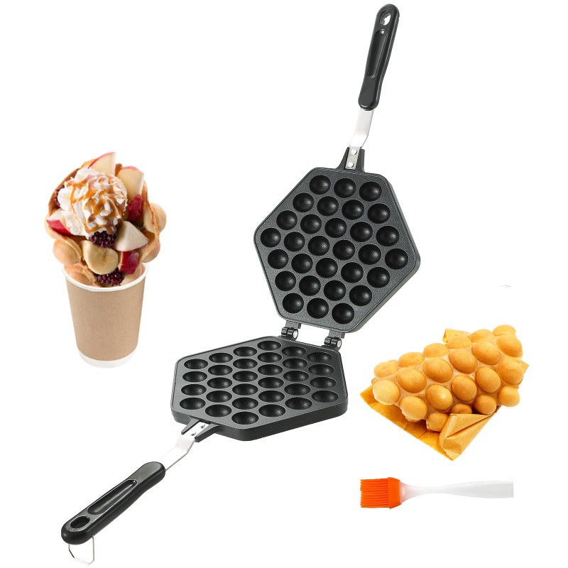 MYFULLY Bubble Waffle Maker  Aluminum Alloy Eggettes Pan Doublesided For Home Kitchen Use