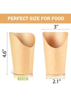 GMORO 50 Pcs French Fries Holder Paper Charcuterie Cups, Disposable Take-out Party French Fry Cups, Waffle Paper Popcorn Boxes Sandwich Paper Cups Holder Wedding Food Trays 12oz  - Image 2