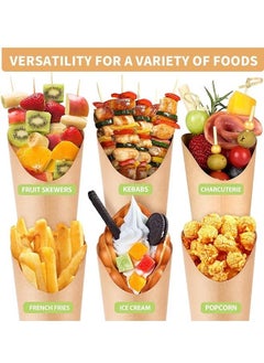 GMORO 50 Pcs French Fries Holder Paper Charcuterie Cups, Disposable Take-out Party French Fry Cups, Waffle Paper Popcorn Boxes Sandwich Paper Cups Holder Wedding Food Trays 12oz  - Image 3