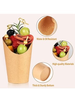 GMORO 50 Pcs French Fries Holder Paper Charcuterie Cups, Disposable Take-out Party French Fry Cups, Waffle Paper Popcorn Boxes Sandwich Paper Cups Holder Wedding Food Trays 12oz  - Image 4