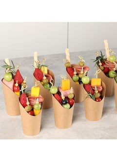 GMORO 50 Pcs French Fries Holder Paper Charcuterie Cups, Disposable Take-out Party French Fry Cups, Waffle Paper Popcorn Boxes Sandwich Paper Cups Holder Wedding Food Trays 12oz  - Image 5