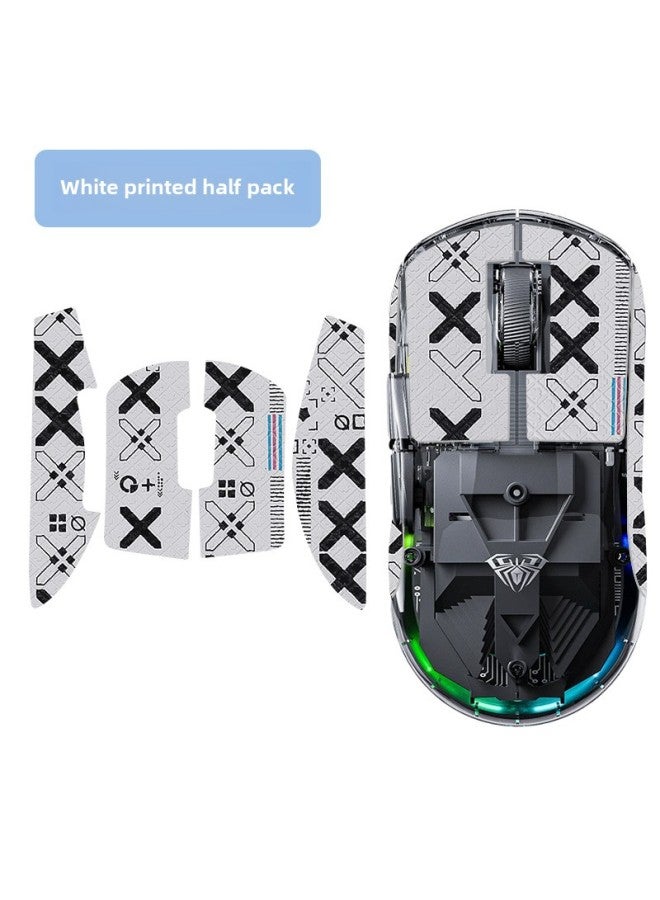 Suitable For Tarantula SC660 Mouse Anti-slip Sticker Sweat-absorbent Printed Sticker Button Side Skirt SC660 Protective Sticker Sweat-proof Sticker-Color:[half Pack] One White Print [free Cleaning Cotton]  - Image 1
