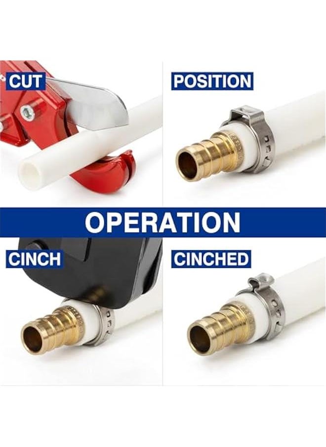 iCrimp ICP-BJ02 PEX Clamp Cinch Tool, One Handed Crimping Tool for Pinching 3/8-in, 1/2-in, 3/4-in, 1-in Rings, Patented