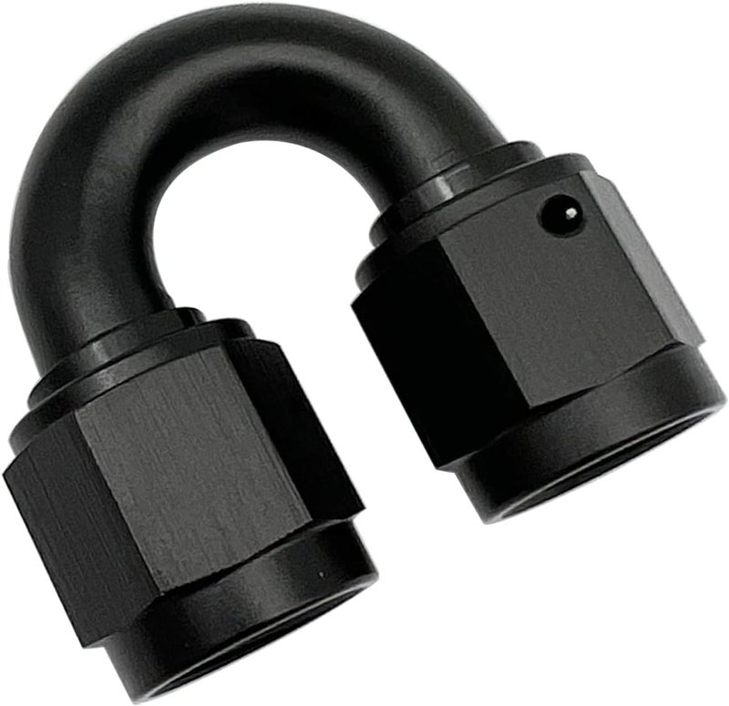 KRD PERFORMANCE 8AN Female to 8AN Female 180 Degree Swivel Coupler Fitting Adapter Union Aluminium Black