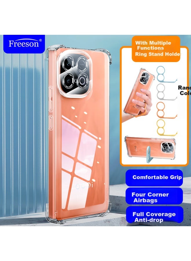 Freeson Transparent Phone Case With Full Protection For Vivo Iqoo Z10 Turbo, Anti-Drop, Clear Soft Cover With Lens Protection, Corner Airbag Anti-Collision Design And Finger Ring Stand - Image 1