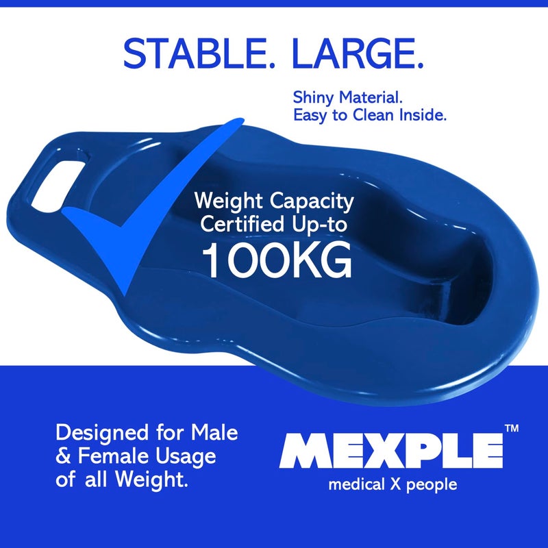 MEXPLE TopX1 2in1 Unisex Polypropylene Bedpan with Lid | For Men & Women | Large, Thick & Stable Bedpan | for Bedridden Patients - Weight Capacity upto 100kg - Blue - Image 3