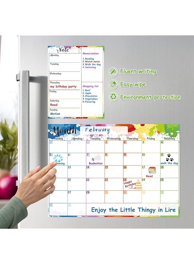 erorex Magnetic Calendar For Fridge Dry Erase Calendar For Fridge Magnetic 2Pcs Set Of Monthly Calendar For Refrigerator Weekly Planner With Notepad With 4Pcs Magnetic Markers And 1Pc Dry Erase Eraser  - Image 2