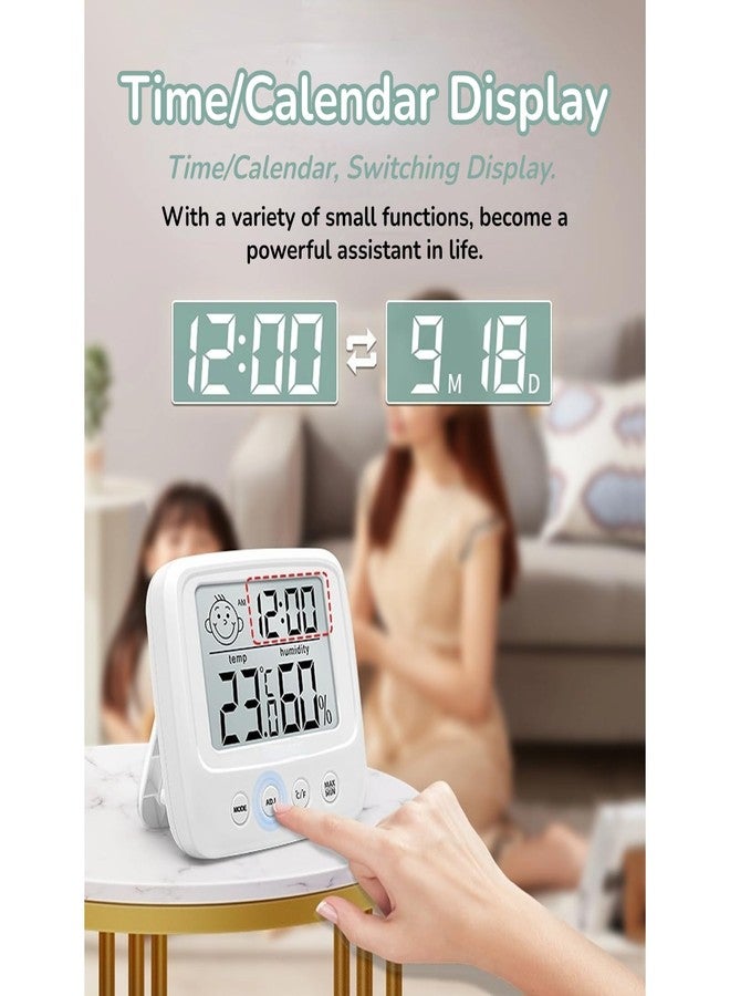 Yoidesu Digital Alarm Clock, Large Color Display Digital Desk Clock with Indoor Temperature and Humidity, High Accuracy Atomic Clock Humidity Meter Thermometer with Nightlight - Image 4