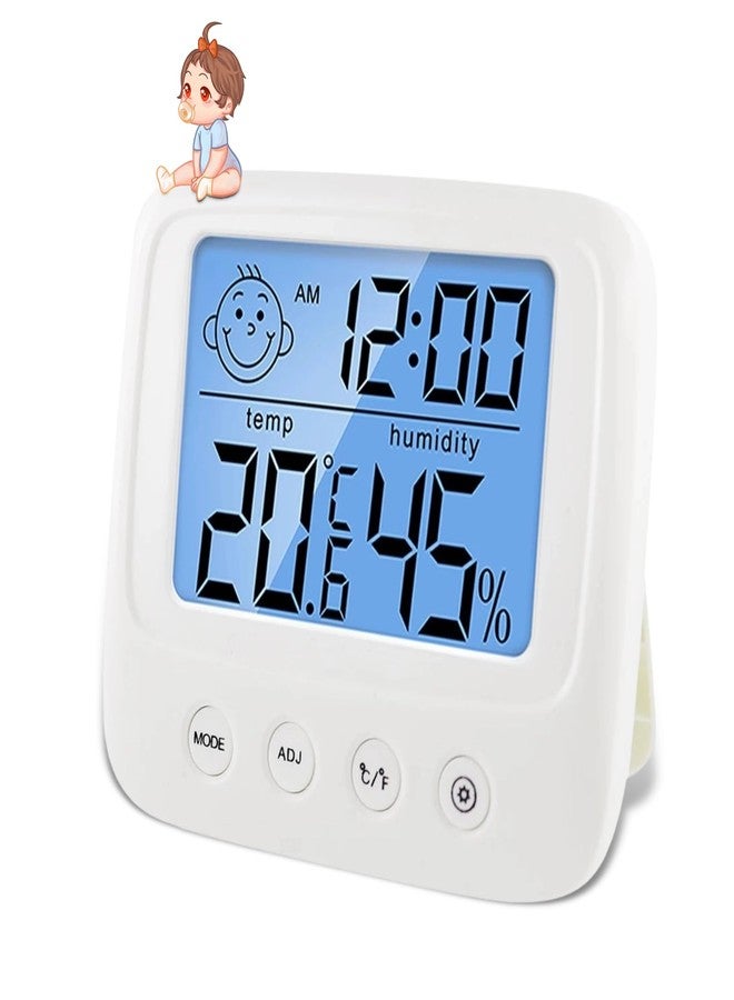 Yoidesu Digital Alarm Clock, Large Color Display Digital Desk Clock with Indoor Temperature and Humidity, High Accuracy Atomic Clock Humidity Meter Thermometer with Nightlight - Image 1