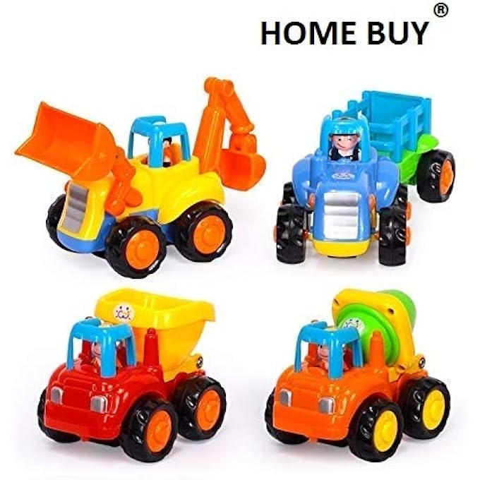 HAPPY ENGINEERING VEHICLES PUSH AND GO FRICTION POWERED CAR TOYS SET (PACK OF 4) - Image 1