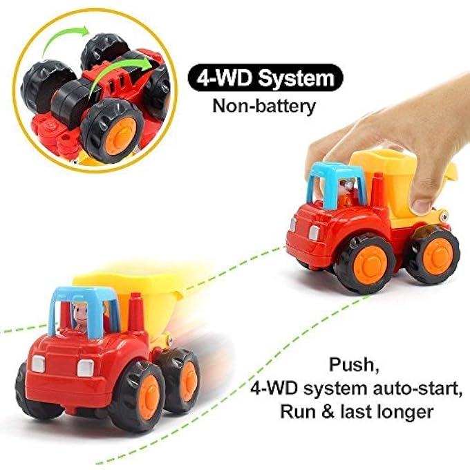 HAPPY ENGINEERING VEHICLES PUSH AND GO FRICTION POWERED CAR TOYS SET (PACK OF 4) - Image 4