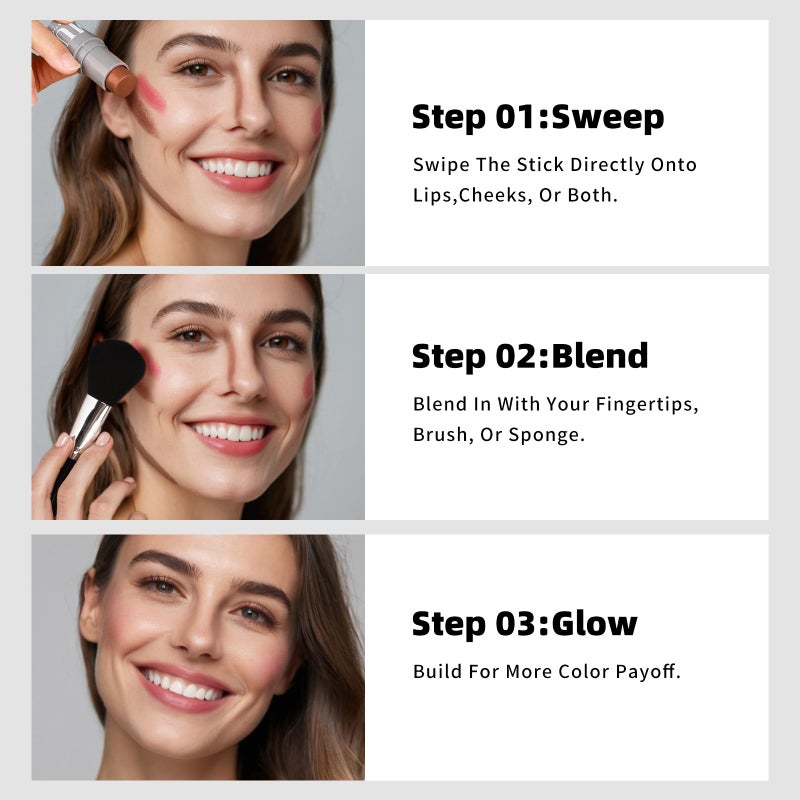 KIMUSE Cream Contour Stick Duo, Cream Blush Stick, Bronzer Shaping Stick, Creamy, Highly Pigmented, Long Lasting, Vegan Face Make Up Sticks - Image 5