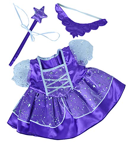 Stuffems Toy Shop Stuffems Toy Shop Purple Fairy Princess Dress w/Wand Teddy Bear Clothes Fits Most 14"-18" Build-a-bear and Make Your Own Animals  - Image 2