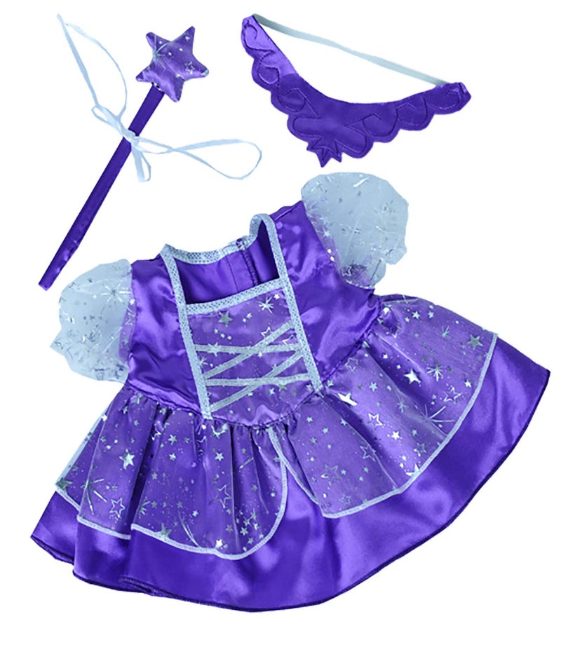 Stuffems Toy Shop Stuffems Toy Shop Purple Fairy Princess Dress w/Wand Teddy Bear Clothes Fits Most 14"-18" Build-a-bear and Make Your Own Animals  - Image 1