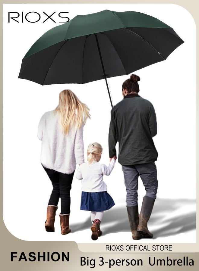 Large Umbrella,3-person Coverup Folding Umbrella,51 Inch Big Umbrella,Strong Windproof Waterproof Sun Rain Protection Travel Umbrella,Manual Open And Close Umbrella,Coating Layer Fabric Umbrella