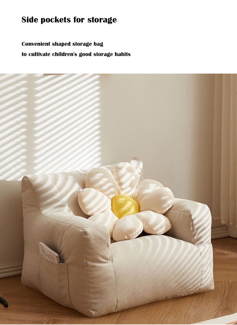 Arabest - Lazy Sofa Chair, Sofa Lounger, Lazy Lounger High Back Sofa Chair for Adults and Children, Cute Cartoon Style (Beige) - Image 1