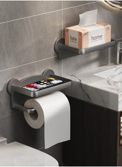MLADEN Wall Mounted Toilet Paper Holder for Bathroom Double-layer Toilet Paper Dispenser, No Hole Punching, Compatible with Roll Paper Tissue Paper for Bathroom Kitchen Living Room  - Image 3