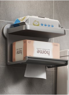 MLADEN Wall Mounted Toilet Paper Holder for Bathroom Double-layer Toilet Paper Dispenser, No Hole Punching, Compatible with Roll Paper Tissue Paper for Bathroom Kitchen Living Room  - Image 4