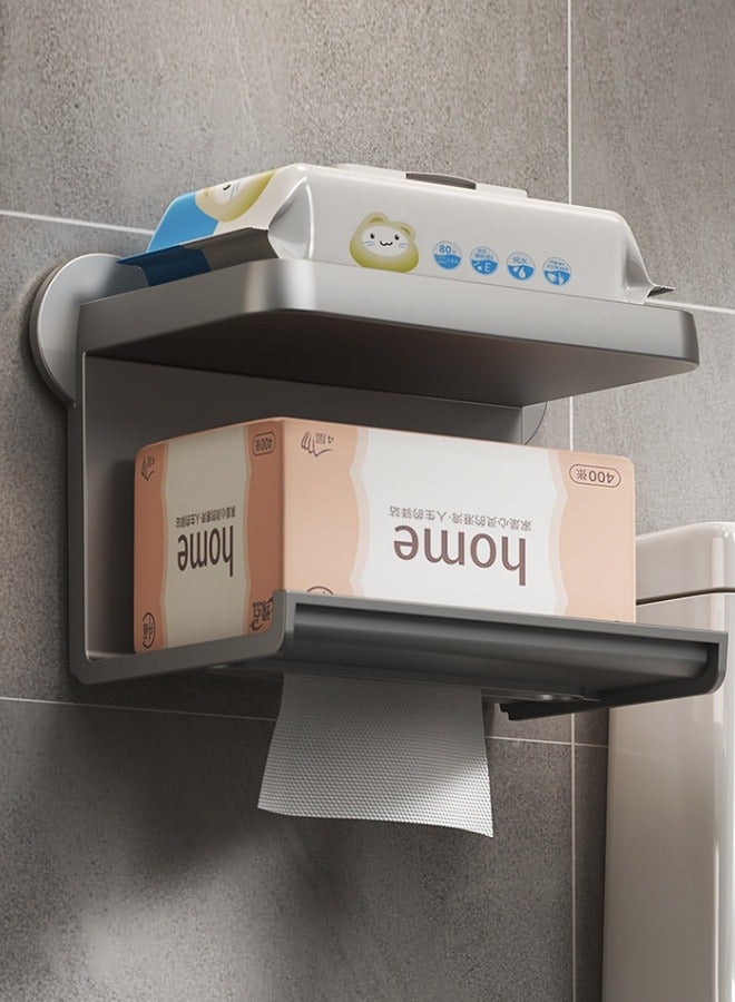 MLADEN Wall Mounted Toilet Paper Holder for Bathroom Double-layer Toilet Paper Dispenser, No Hole Punching, Compatible with Roll Paper Tissue Paper for Bathroom Kitchen Living Room - Image 5